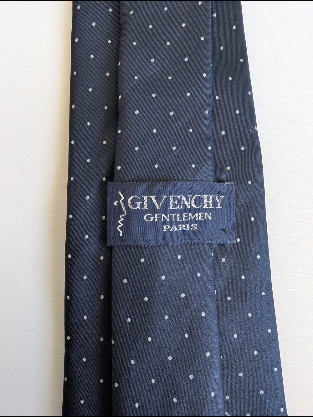 Givenchy Gentlemen Paris Navy Polka Dot Silk Tie